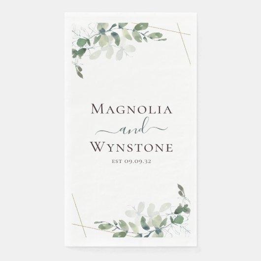 Personalisierte Eukalyptus Greenery Wedding Serviette (Vorderseite)