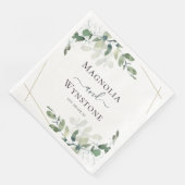 Personalisierte Eukalyptus Greenery Wedding Serviette (Ecke)
