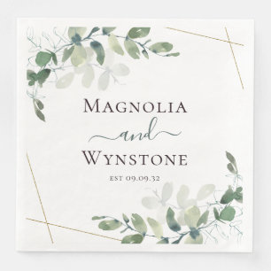Personalisierte Eukalyptus Greenery Wedding Serviette