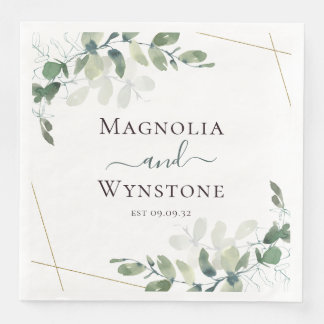 Personalisierte Eukalyptus Greenery Wedding Serviette