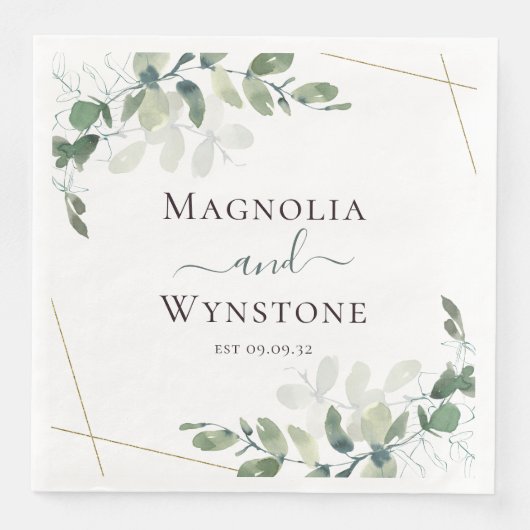Personalisierte Eukalyptus Greenery Wedding Serviette (Vorderseite)