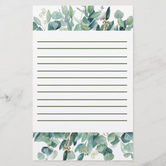 Personalisierte Eukalyptus-Grenze Briefpapier (Rückseite)