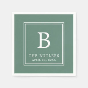 Personalisierte Eukalyptus-Grüne Hochzeitsserviett Serviette