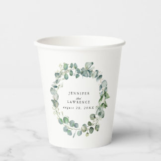 Personalisierte Eukalyptus-Hochzeitstasse Pappbecher