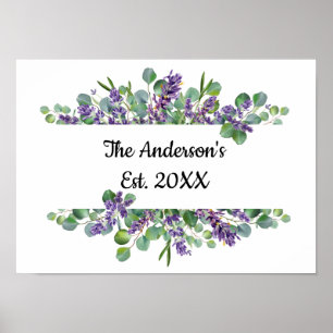 Personalisierte Eukalyptus-Lavendel-Grün-Hochzeit Poster