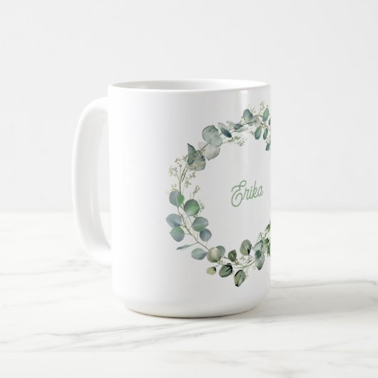 Personalisierte Eukalyptuskranke-Tasse Kaffeetasse (Vorderseite Links)