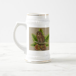 Personalisierte Eule auf Jute-Geschenk für neues Z Bierglas
