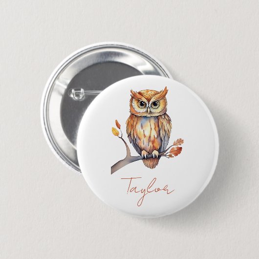 Personalisierte Eule Button (Vorne & Hinten)