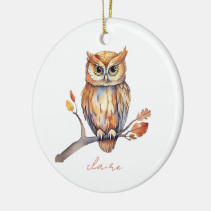 Personalisierte Eule Keramik Ornament