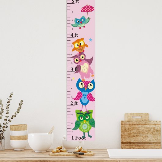 Personalisierte Eule Wachstumstabelle Poster (Küche)