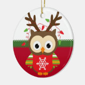 Personalisierte Eulen-Weihnachtsverzierung Keramik Ornament (Links)