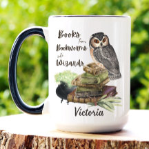 Personalisierte Eulen-Zauberer-Kaffeetasse für Büc