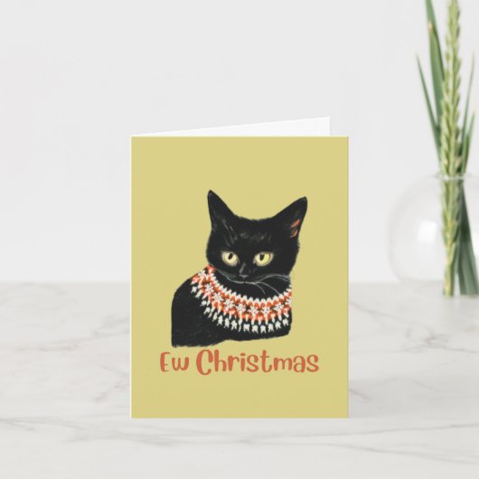 Personalisierte Ew Christmas Funny Black Cat Anti Feiertagskarte (Vorderseite)