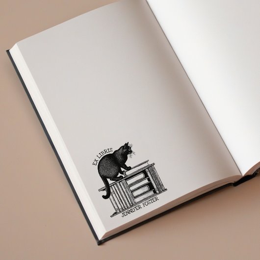 Personalisierte Ex Libris, Vintages Katzen-Buch Gummistempel