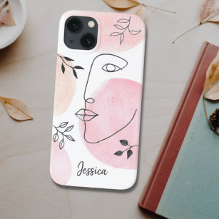 Personalisierte Face Line Art Pink Line Zeichnend Case-Mate iPhone Hülle