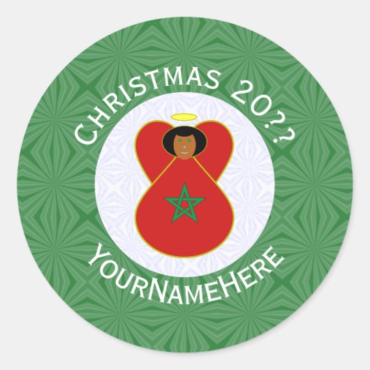 Personalisierte Fahne des marokkanischen Heiligen Runder Aufkleber (Vorderseite)