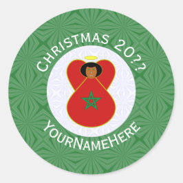 Personalisierte Fahne des marokkanischen Heiligen Runder Aufkleber