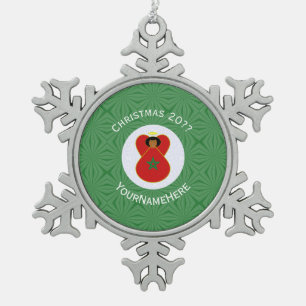 Personalisierte Fahne des marokkanischen Heiligen Schneeflocken Zinn-Ornament