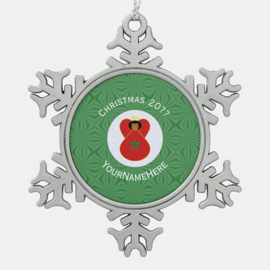 Personalisierte Fahne des marokkanischen Heiligen  Schneeflocken Zinn-Ornament (Vorderseite)
