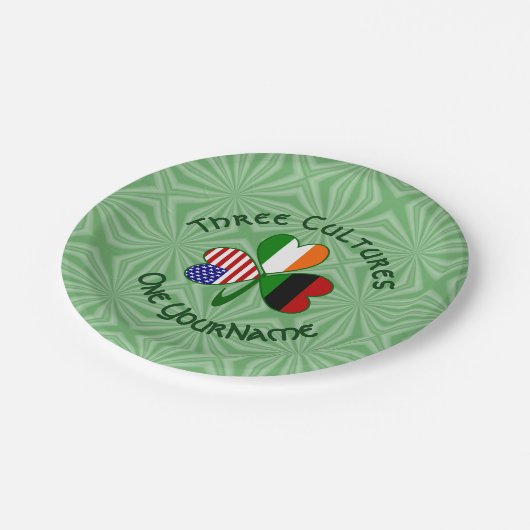 Personalisierte Fahne für afrikanisches irisches K Pappteller (Schrägansicht)