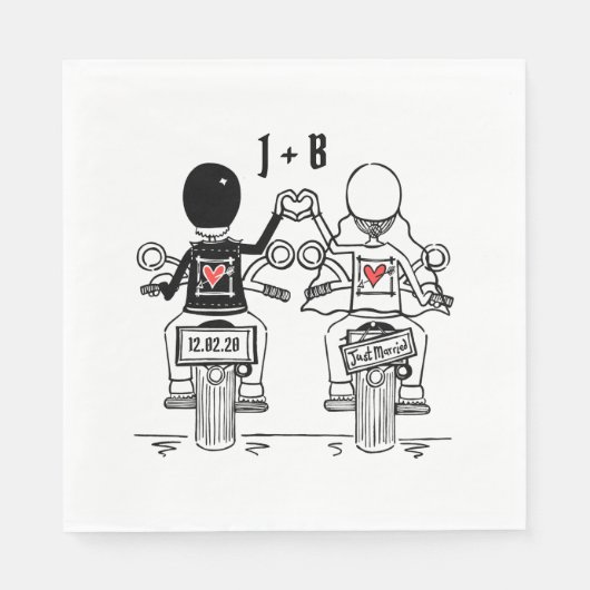 Personalisierte Fahrrad-Hochzeitszeitung Napkin Serviette (Vorderseite)