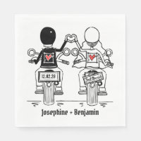 Personalisierte Fahrrad-Hochzeitszeitung Napkin