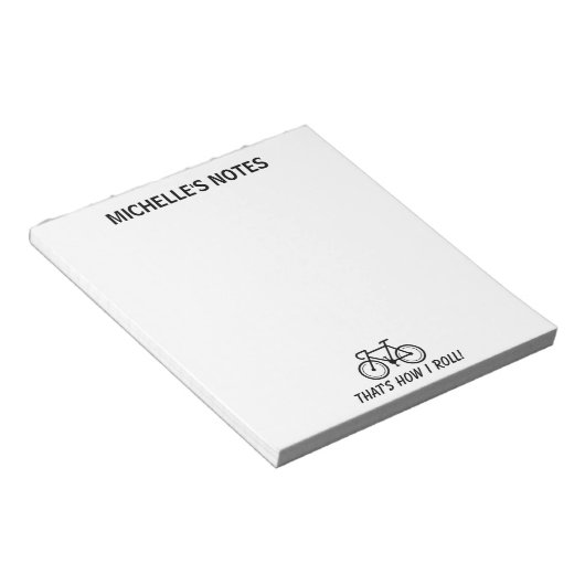 Personalisierte Fahrradvorlage schreiben Notizblock (angewinkelt)