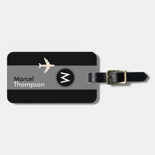 personalisierte Fahrt mit elegantem Monogramm mode Gepäckanhänger (Vorderseite horizontal)