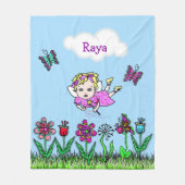Personalisierte Fairy, Blume und Schmetterlinge Mä Fleecedecke (Vorderseite)