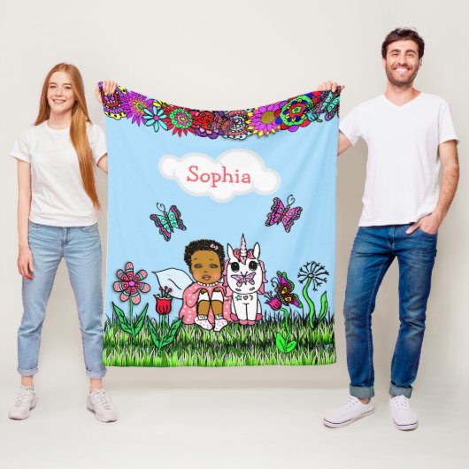 Personalisierte Fairy, Blume und Schmetterlinge Mä Fleecedecke (Beispiel)