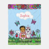 Personalisierte Fairy, Blume und Schmetterlinge Mä Fleecedecke (Vorderseite)