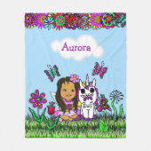 Personalisierte Fairy, Blume und Schmetterlinge Mä Fleecedecke (Vorderseite)