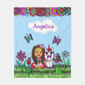 Personalisierte Fairy, Blume und Schmetterlinge Mä Fleecedecke (Vorderseite)