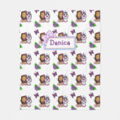 Personalisierte Fairy und Einhorn mit Bow Lila Fleecedecke (Vorderseite)