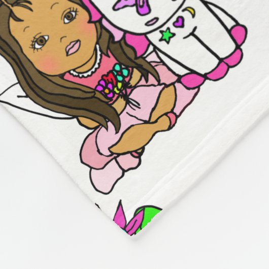 Personalisierte Fairy und Einhorn mit Bow Lila Fleecedecke (Ecke)