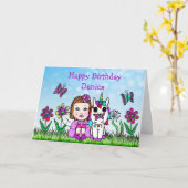Personalisierte Fairy und Unicorn Happy Birthday Karte (Gelbe Blume)