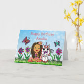 Personalisierte Fairy und Unicorn Happy Birthday Karte (Gelbe Blume)