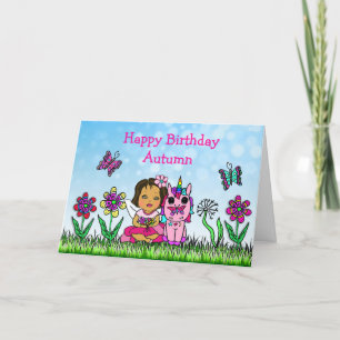 Personalisierte Fairy und Unicorn Happy Birthday Karte