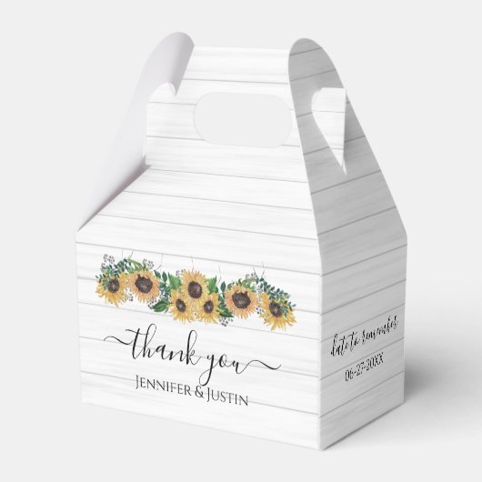 Personalisierte Fall Sonnenblumenhochzeit Geschenkschachtel (Rückseite)