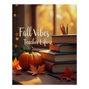Personalisierte Fall Vibes Lehrer Leben Poster