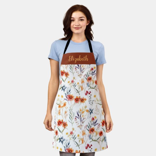 Personalisierte Fall Wasserfarben Garten All-Over- Schürze (Getragen)