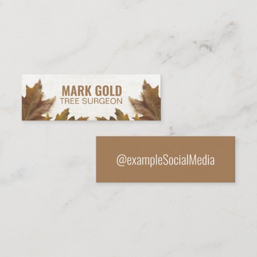 Personalisierte "Fallen Blätter auf Holz" Social M Mini Visitenkarte (Vorne/Hinten)