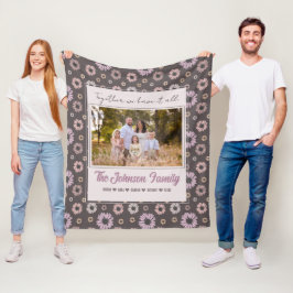 Personalisierte Familie 1 Foto Blumenmodern Name Fleecedecke