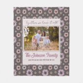 Personalisierte Familie 1 Foto Blumenmodern Name Fleecedecke (Vorderseite)
