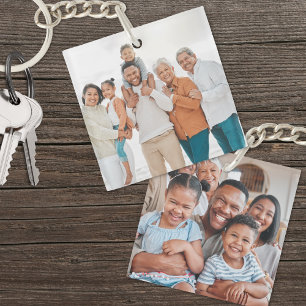 Personalisierte Familie Doppelseitiges Zwei-Foto Schlüsselanhänger