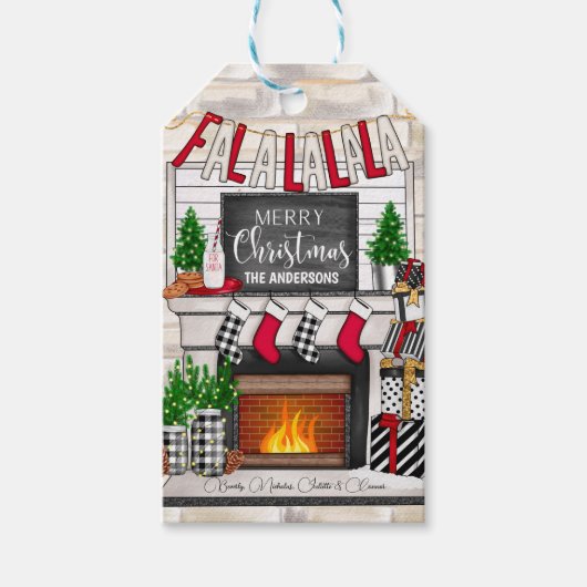 Personalisierte Familie frohe Weihnachten Geschenkanhänger (Vorderseite)