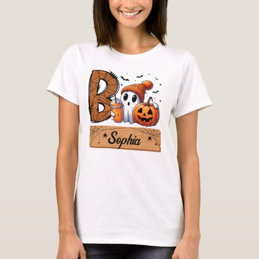 Personalisierte Familie Halloween Ghost Boo Crew T-Shirt (Vorderseite)