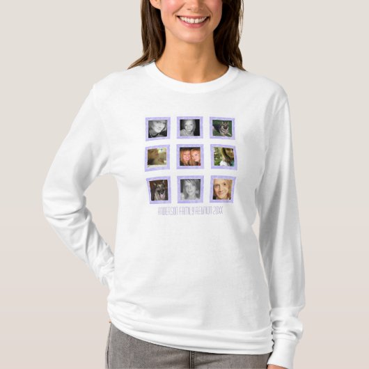 Personalisierte Familie: Lila Rahmen: Picture Tshi T-Shirt (Vorderseite)