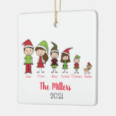 Personalisierte Familie mit Hundeweihnacht Keramikornament (Links)