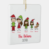 Personalisierte Familie mit Hundeweihnacht Keramikornament (Rechts)